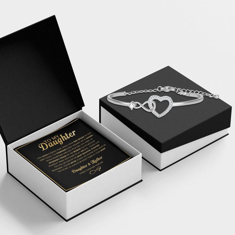CALLA DECORGIFTS To My Daughter Bracelet From Mom And Dad With Heartfelt Message & Elegant Box, Valentines Gifts For Daughter, Jewelry Gift For Daughter From Mother and Father On Birthday, Graduation - Image 2